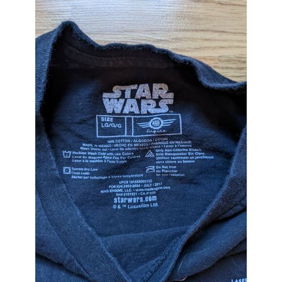 Mens Star Wars Mad Engine X Wing T Shirt Size L Solid Black Graphic - Picture 3 of 7
